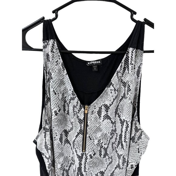 🍒 2/$20 🍒 Express Snakeskin Women's Tank with Zip Front Sheer sz XL - Picture 3 of 7